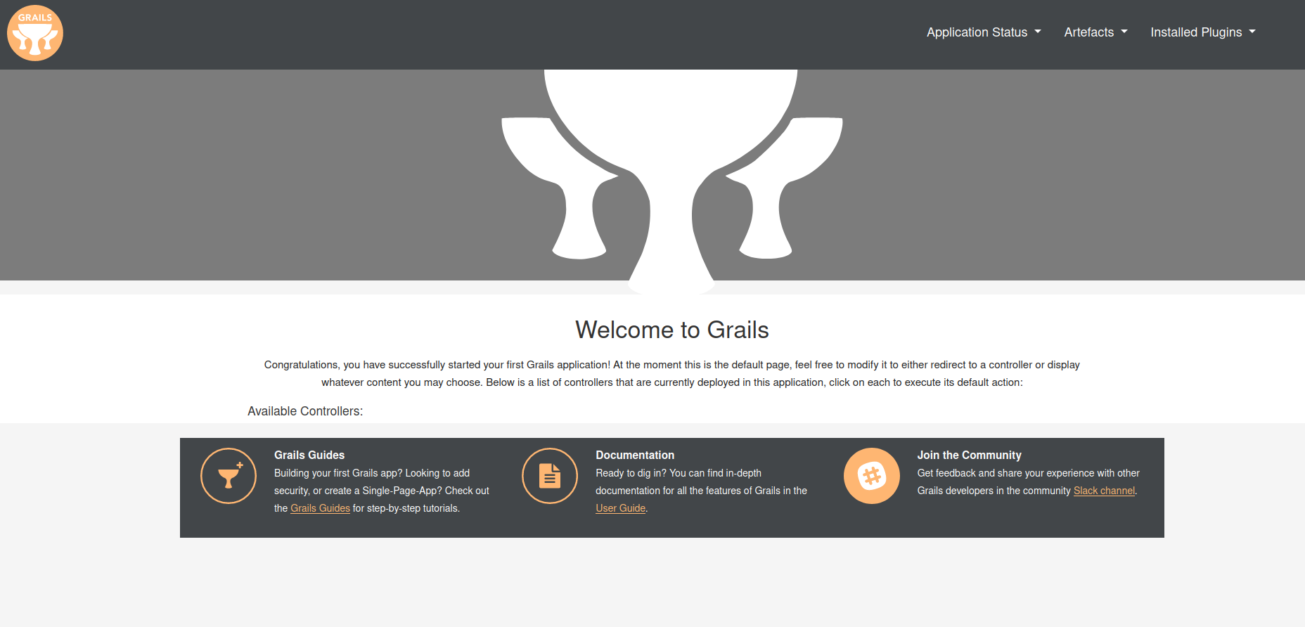 welcome page de grails